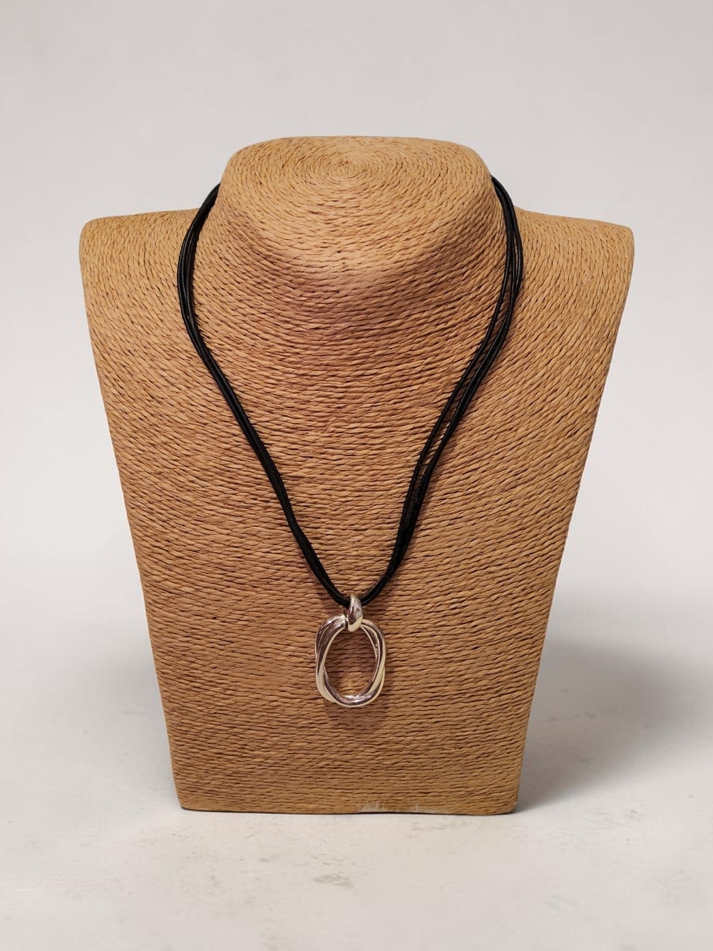 10 / $10  Black Cord Necklace with Interlocking Silver Rings